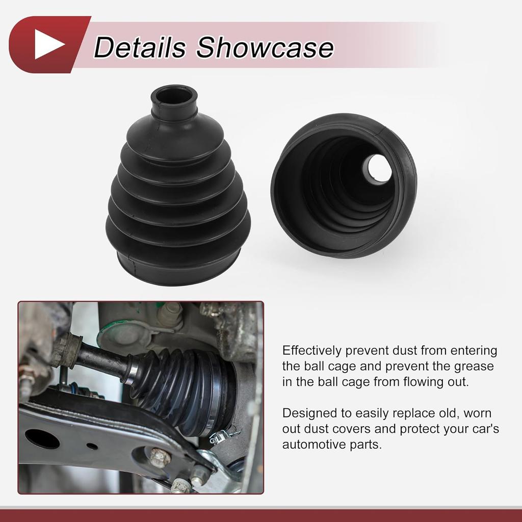 1 Set CV Joint Boot Kit for Mitsubishi Outlander 2008-2013 Outer Constant Velocity Joint Boot W/Clamps No.3817A099 Black Rubber