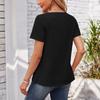 Women's Square-neck Top Pleated Solid Color Loose Button T-shirt