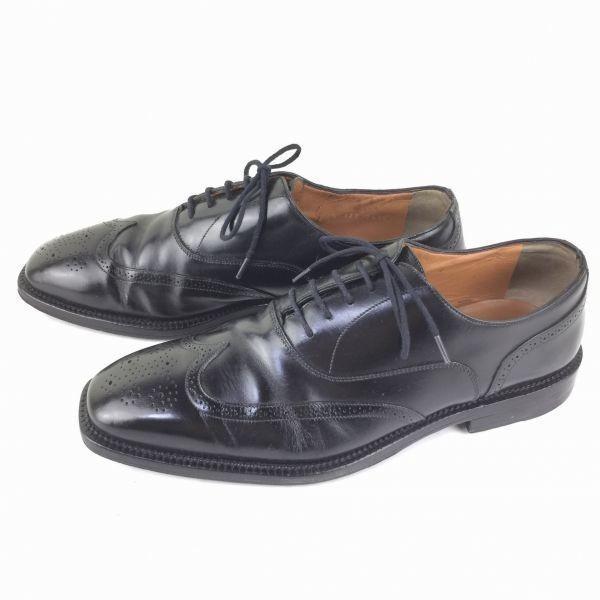 Mckay Construction All Leather Made in Italy Wingtip Business Shoes Black size 9.5 27.5-28.5 Men's(USED)