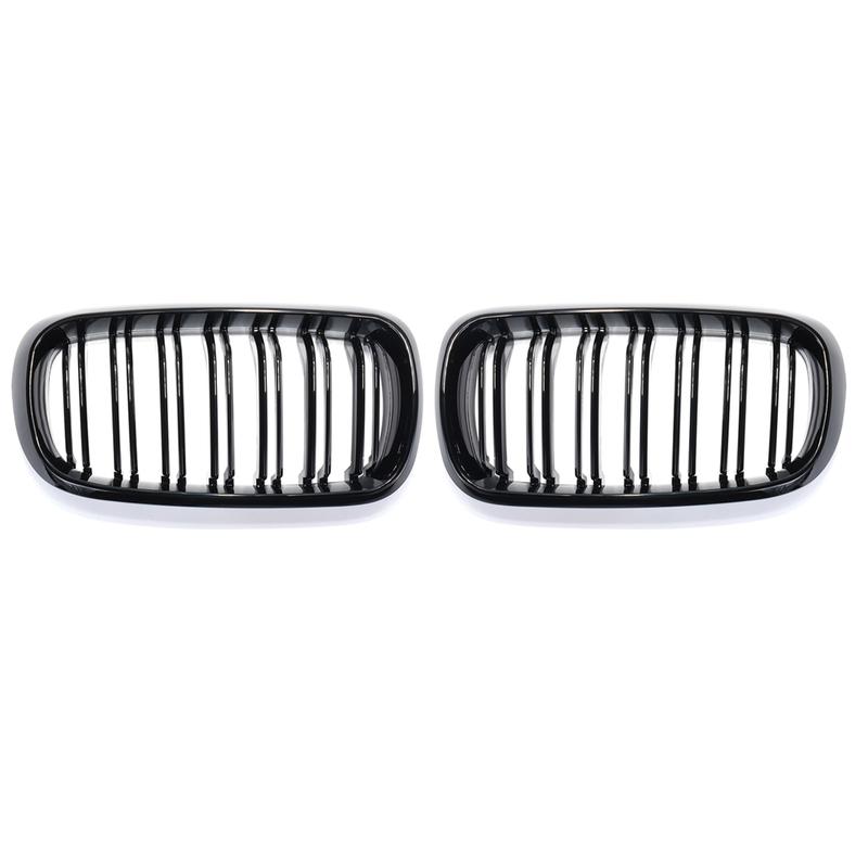 Gloss Black Car Grille Grill Front Kidney 2 Line Double Slat For BMW X5 F15 X6 F16 X5M F85 X6M F86 2014-2018 Car Accessories