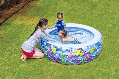 JILONG Aquarium Pool, 152 x 152 x 50cm (inflated size), with large air valve and drain plug, JL-688420 BL, Medium Size