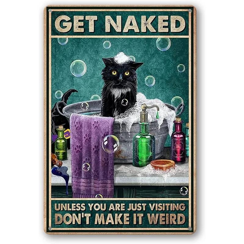 Funny Cat Decor Metal Tin Signs I Do What Want Cute Cats Posters Wall Art Sign for Aesthetics Bathroom Garden Home Decoration