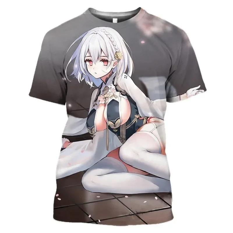 ETST0013 Nieuw Anime Game Strand Sexy Meisje 3D Geprint T-shirt met Ronde Hals Street Casual Heren en Dames O-Hals Oversized Sexy Avant-garde Plu 6XL