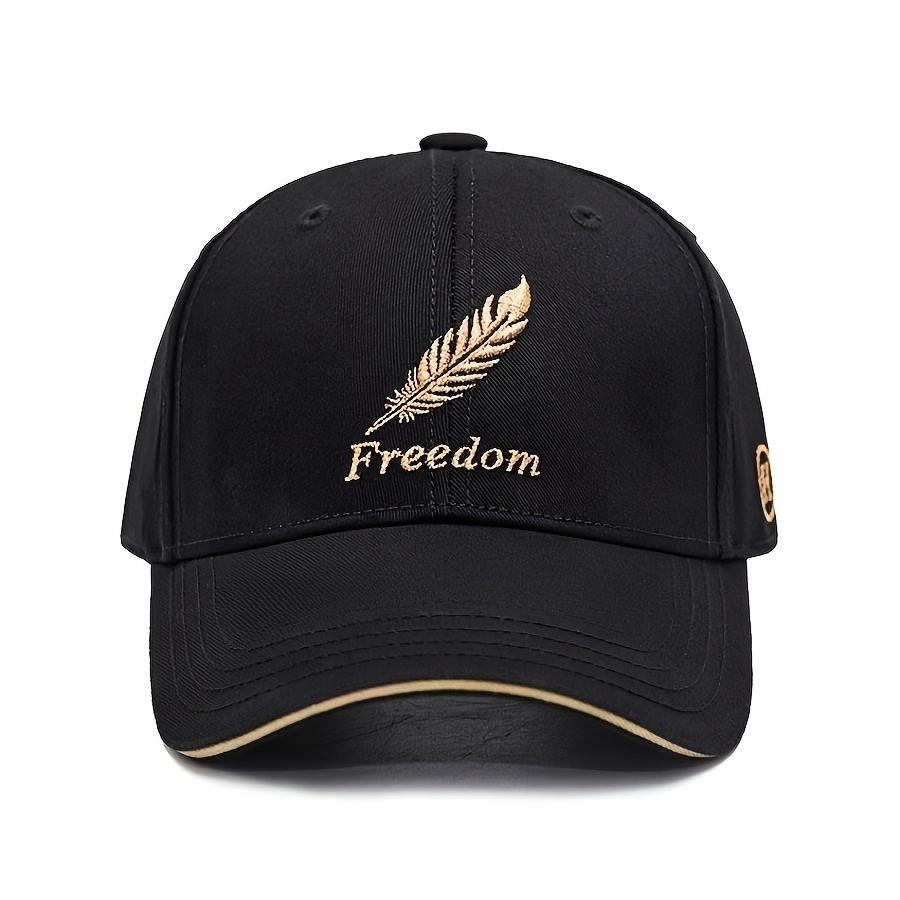 Feather & Freedom Embroidered Baseball Cap Black Washed Peaked Hat Summer Adjustable Sunshade Cap Suitable For Outdoor Sports