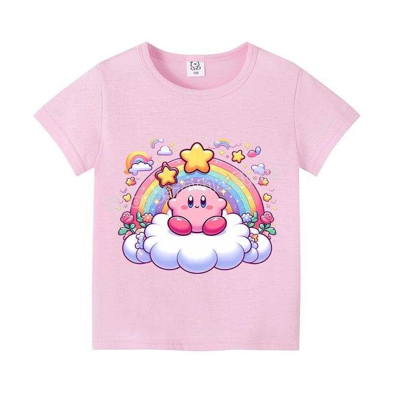 Kirby letní trička s krátkým rukávem barevná košile kulatý výstřih kulaté tričko bavlna barevné tričko potisk kreslené postavičky oblečení neformální oblečení