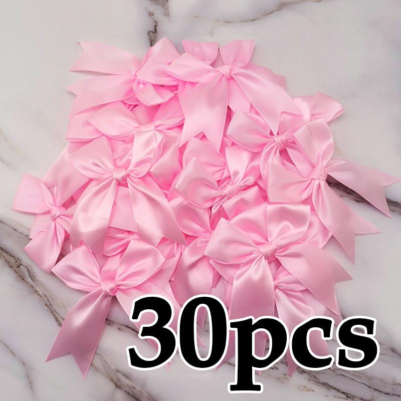 (30pcs) fresh pink ribbon bows Polyester Satin Bow Flower DIY Craft Decoration 12cm розовый