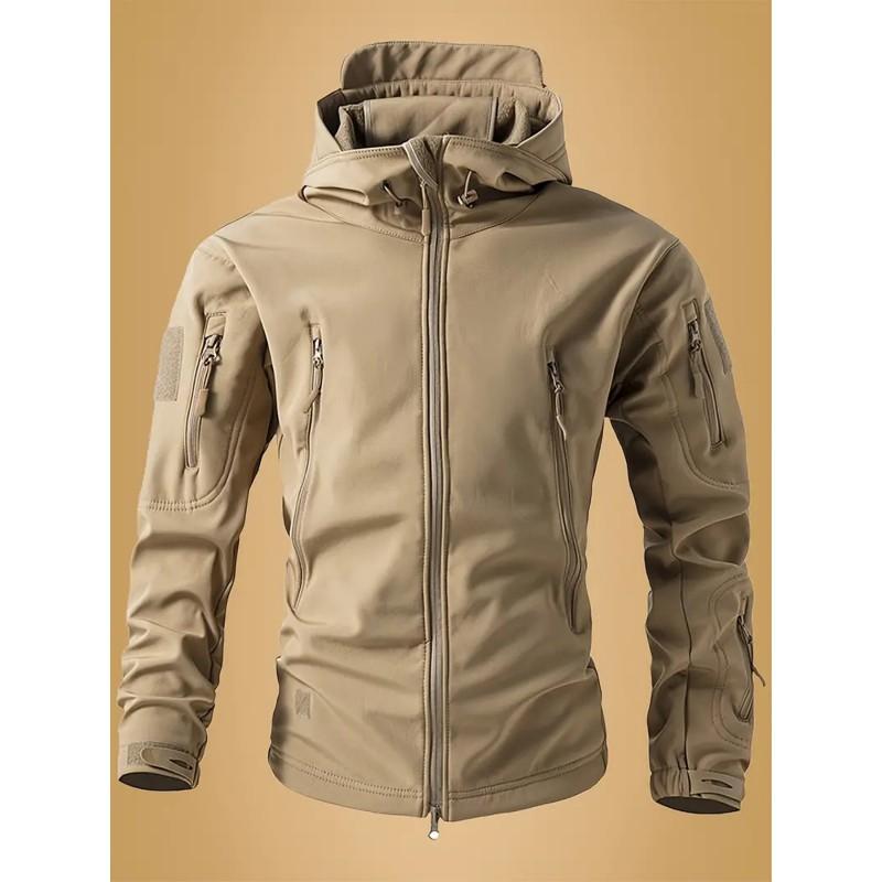 Mens Softshell Tactical Jacket Windproof Warm Fleece Lined Outdoor Hiking Coat