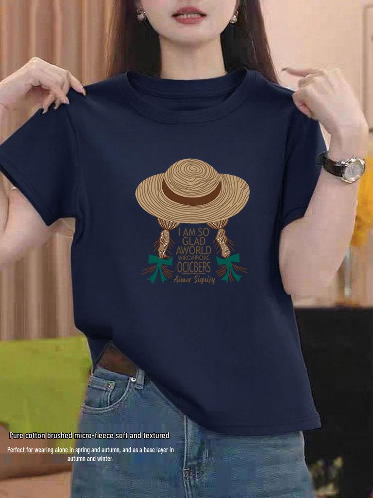 2026 Women's Korean Style Yellow Cotton Short Sleeve T-shirt - Versatile Spring/Summer Base Layer