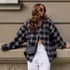 American black and white plaid shirt women's 1116 autumn street casual loose outside stacked women's shirt