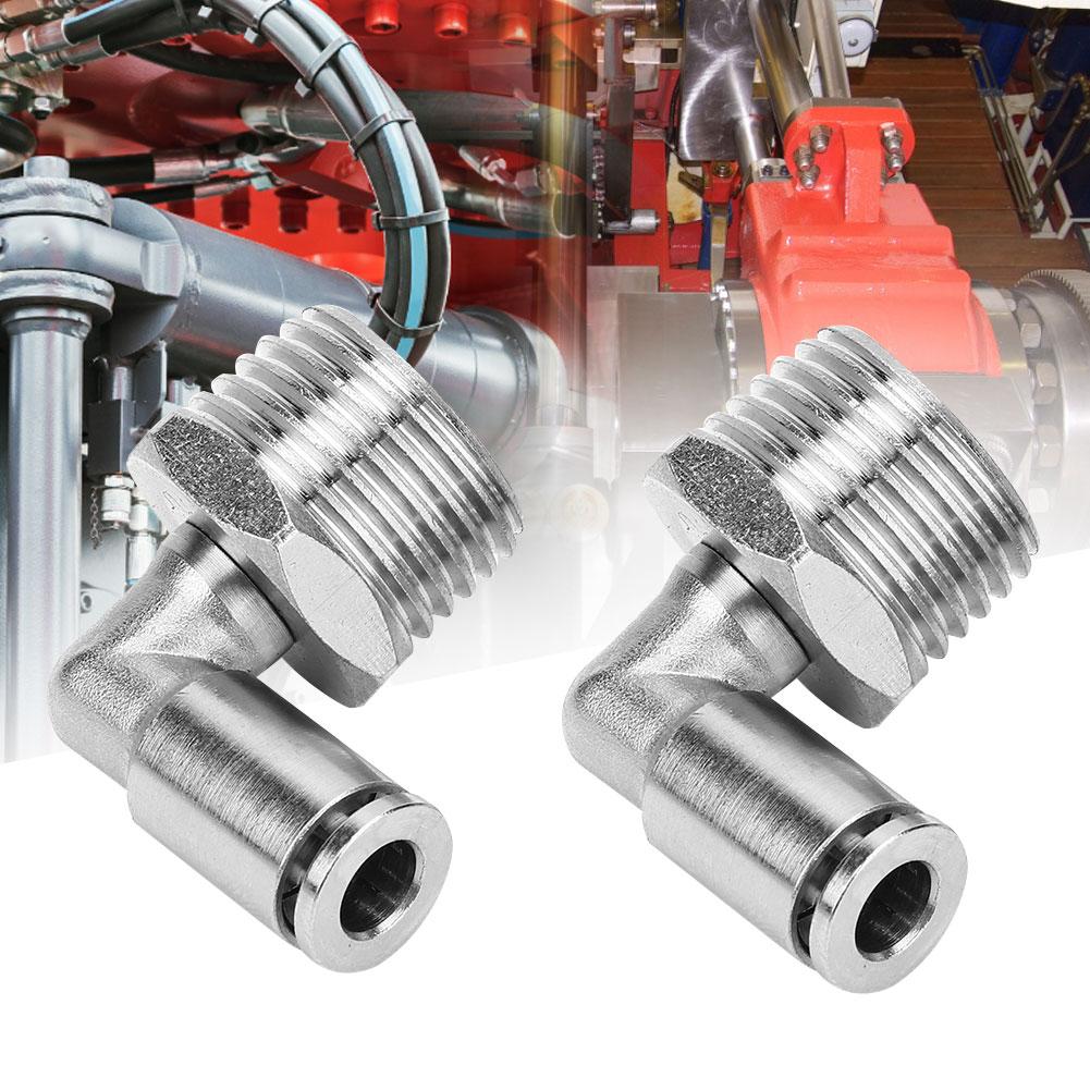 2Pcs All Copper Nickel Plated 6mm Pneumatic Quick Connector+90 Degrees BSPP Male Thread(12"")