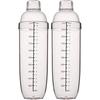2 Pcs Plastic Cocktail Shaker,Drink Mixer Boba Tea Shaker,Professional Bar Tools Set (33oz/1000cc)