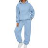 Dame 2-delers antrekk Hettegenser Sweatsuit sett Oversized sweatshirt Baggy høstmote joggebukser med lommer