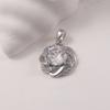 Luxury Silver Flower Pendant with Large Round Cubic Zirconia and Diamond Accents - Versatile Clavicle Chain Accessory