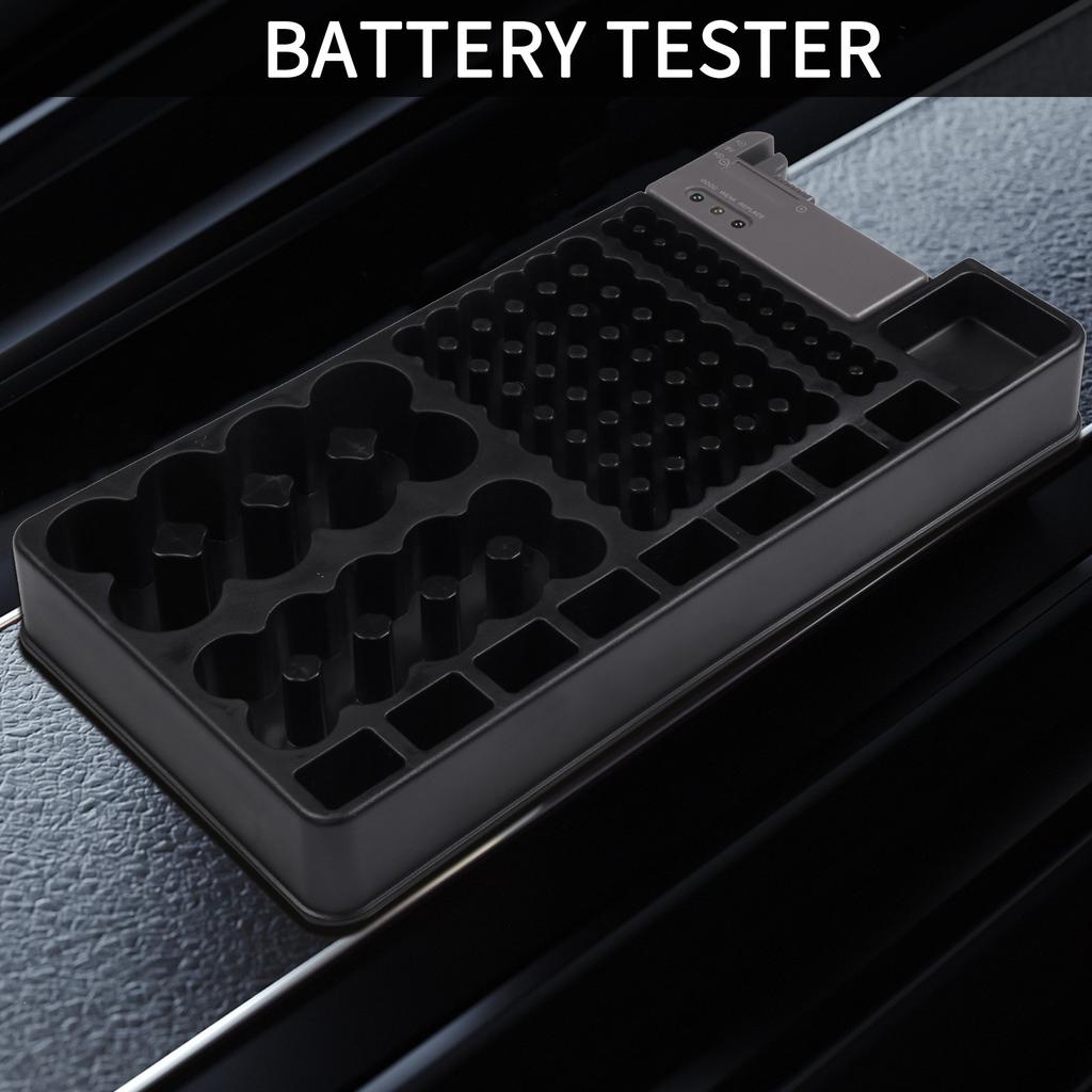 BHBL Battery Storage Organizer Holder with Tester - Battery Rack Case Box Holders Including Battery Checker For AAA AA C D 9V An