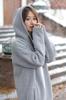 Necoat Long Long Light Size L Women's Hoodie, Fleece-Lined, Sleeves, Fall/Winter, Gray,