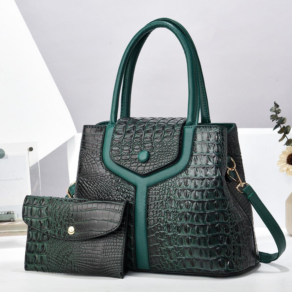 Borsa Tote Moda Transfrontaliera da Donna con Fantasia Coccodrillo ad Ampia Capacità per Uso Quotidiano