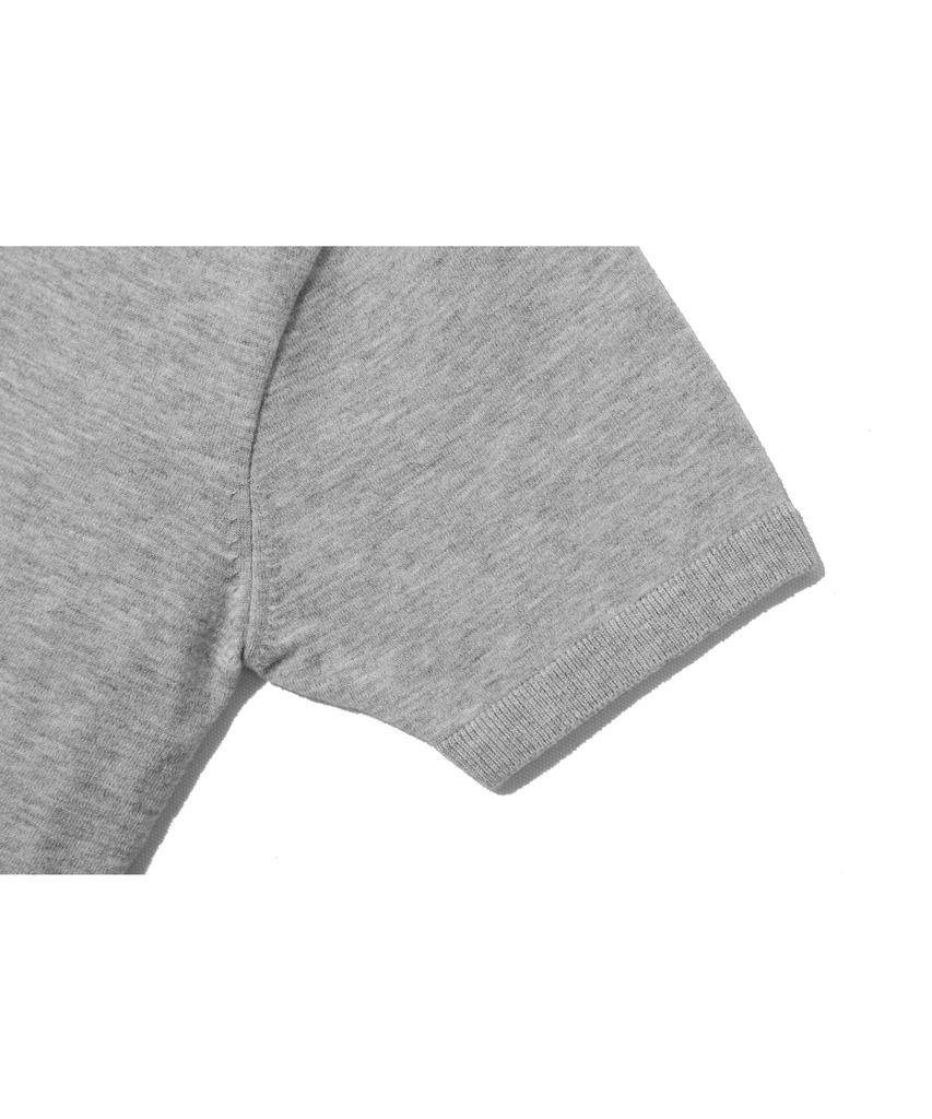 BASEMOMENT Side Slit V-Neck Half Knit Melange Gray