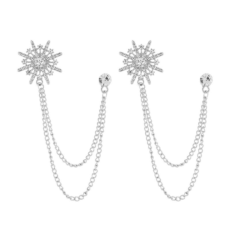 Стильная брошь-булавка с цепочкой и кисточками, восьмиконечная звезда, лацкан, прочный сплав, аксессуар для платья, для свадеб