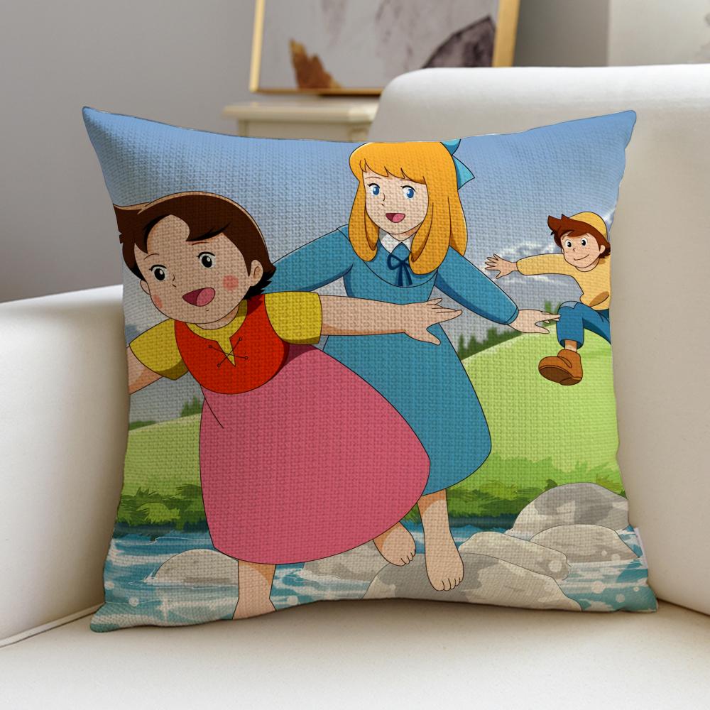 HHeidi Girl of the AlpsS Cushion Cover Breathable and skinfriendly linen pillowcase square removable and washable cushion