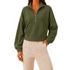 Damen Halbreißverschluss Cropped Langarm Sweatshirt mit Umlegekragen