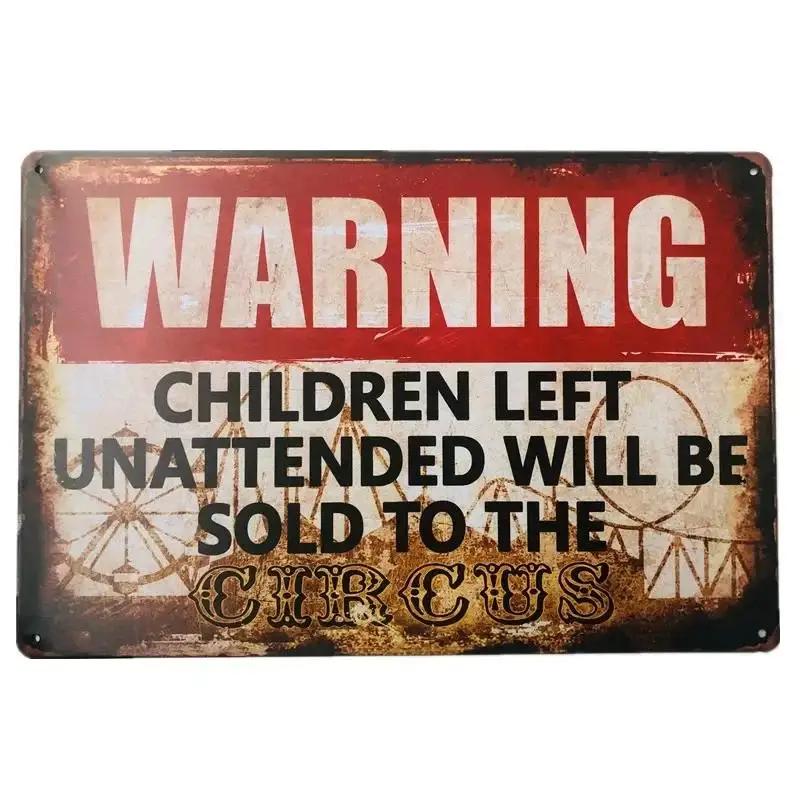 Vintage Shabby Chic Kein Unbefugtes Metalls Child Retro Garage Gefahr Warn Plakette Für Wand Dekoration