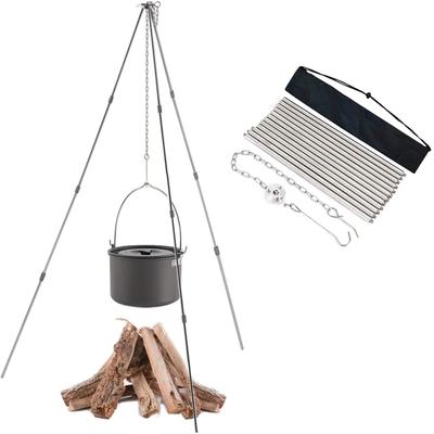 Sitengle Tripod Campfire Tripod Camping [4-Section] Dutch Oven Stand 15kg Load Capacity Height Adjustable Storage Bag Included Campfire Hanger Outdoor