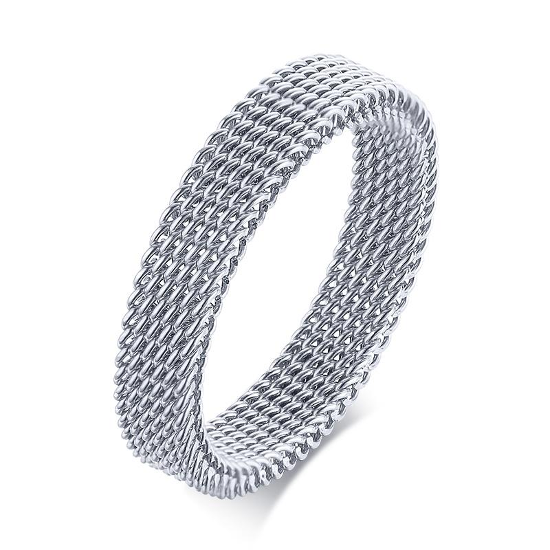 

High Quality Fashion 4 mm Width Stainless Steel Rings Silver Color Gold Black Color Mesh Retro Punk Gothic Ring Mens Jewelry 8