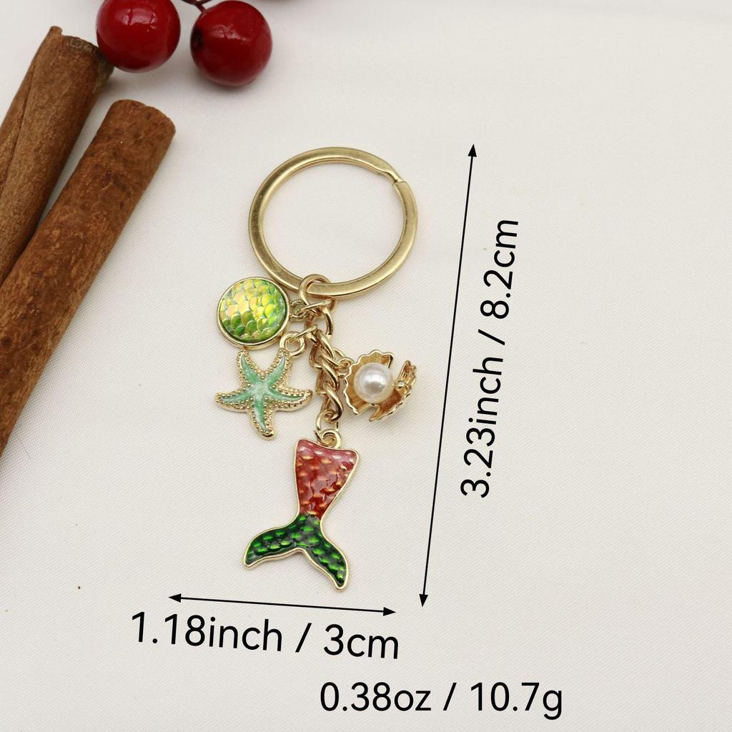 Mermaid Seashell Drip Oil Keychain & Backpack Pendant
