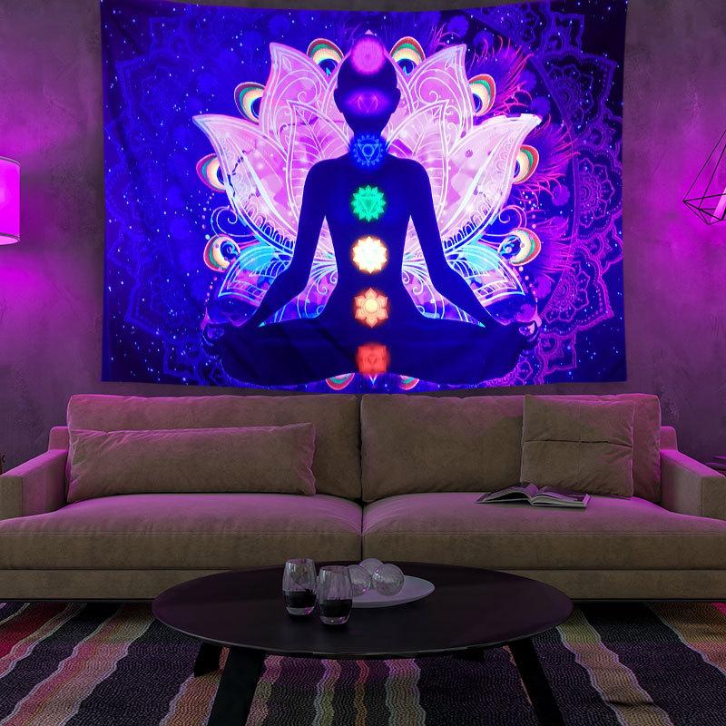 UV Fluorescent Tapestry Print Wall Hanging Art Home Decor