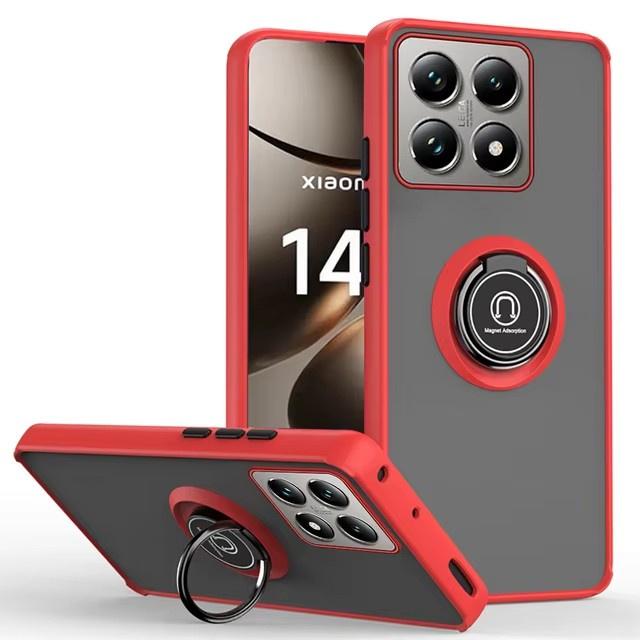 

Матовый чехол Funda для Xiaomi Mi 14T Pro 5G 15 Pro, чехол с магнитным кольцом и подставкой, чехол для Xiaomi Mi 14T 14 Ultra Armor Case Mi 14T Pro красный
