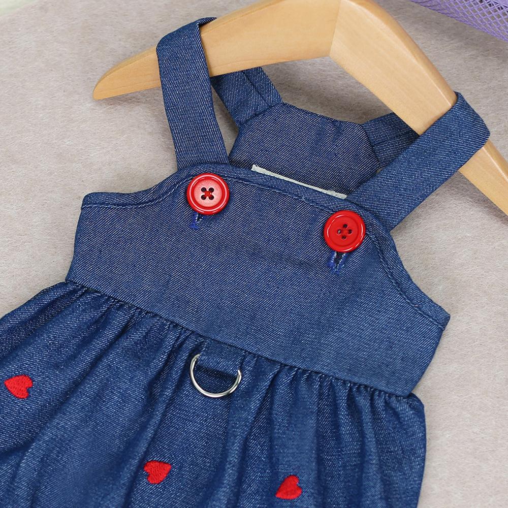 Puppy Clothes Dog Dress Pet Clothing Cat Strap Dress Pet Denim Dress Summer Sweet Love Spring Small Dog Clothes Skirt