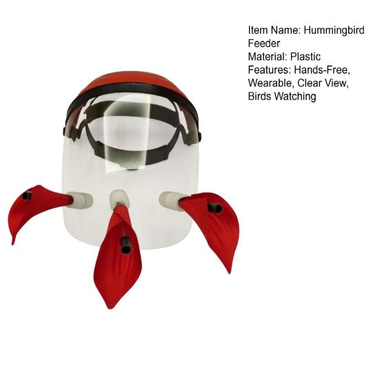 Hummingbird Feeder Helmet Hands-Free Outdoor Birds Feeder Hat with 1/2/3 Ports Wearable Wildbird Feeder Face Cushion for Garden Patio