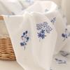 100% Cotton Embroidered Tablecloth, Floral Embroidery, Durable and Multi-Size Washable Table Cover for Party Picnic Home Decor, Wedding and Kitchen