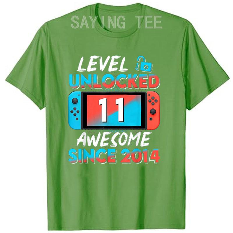 11 Years Old Clothes 11th Birthday Sons Gifts Gamer T-Shirt Level 11 Unlocked Awesome Since 2014 Gaming Controller Saying Tee