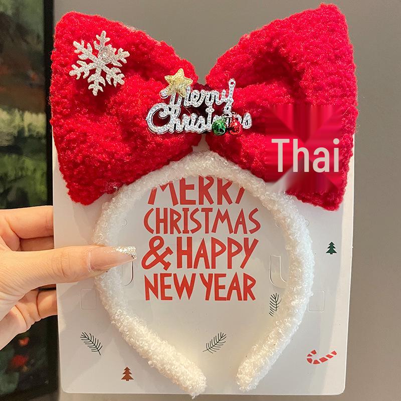 Mori Style Reindeer Antler Headband & Clips - Festive Red Hair Accessories for Women and Children