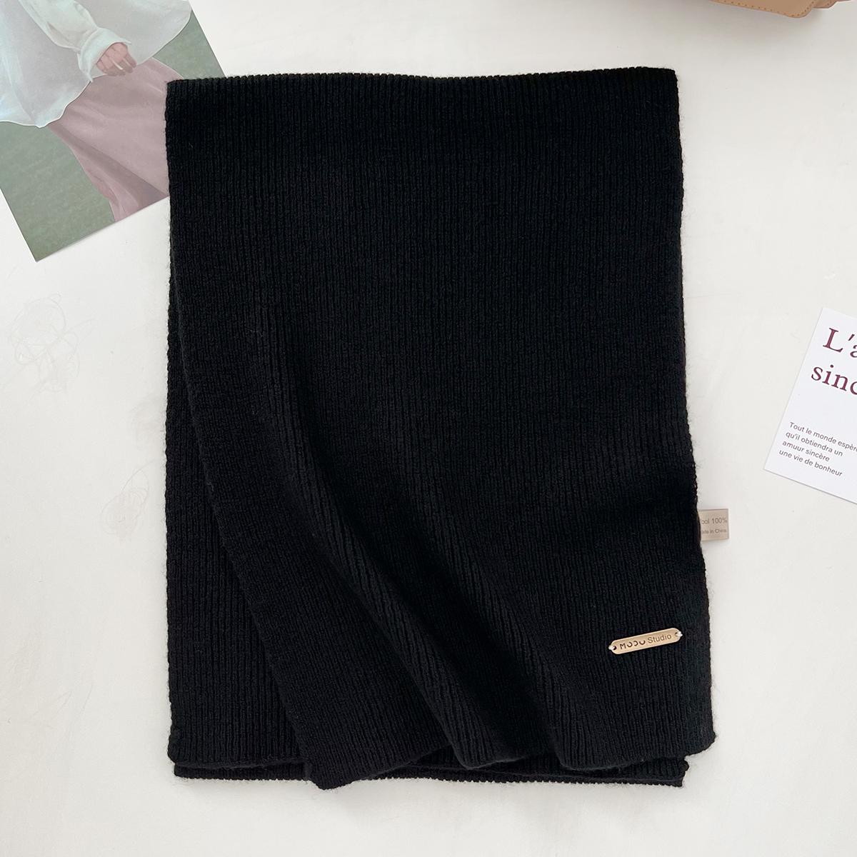 

Luxury Winter 100% Wool Scarf Women Knitted Solid Cashmere Handkerchief Warm Pashmina Female Shawl Pareo Soft Bufanda Gift 32x160cm