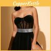 Ladies Dress Up Wide Belt With Shiny Sequins And Adjustable Fit For Office And Events