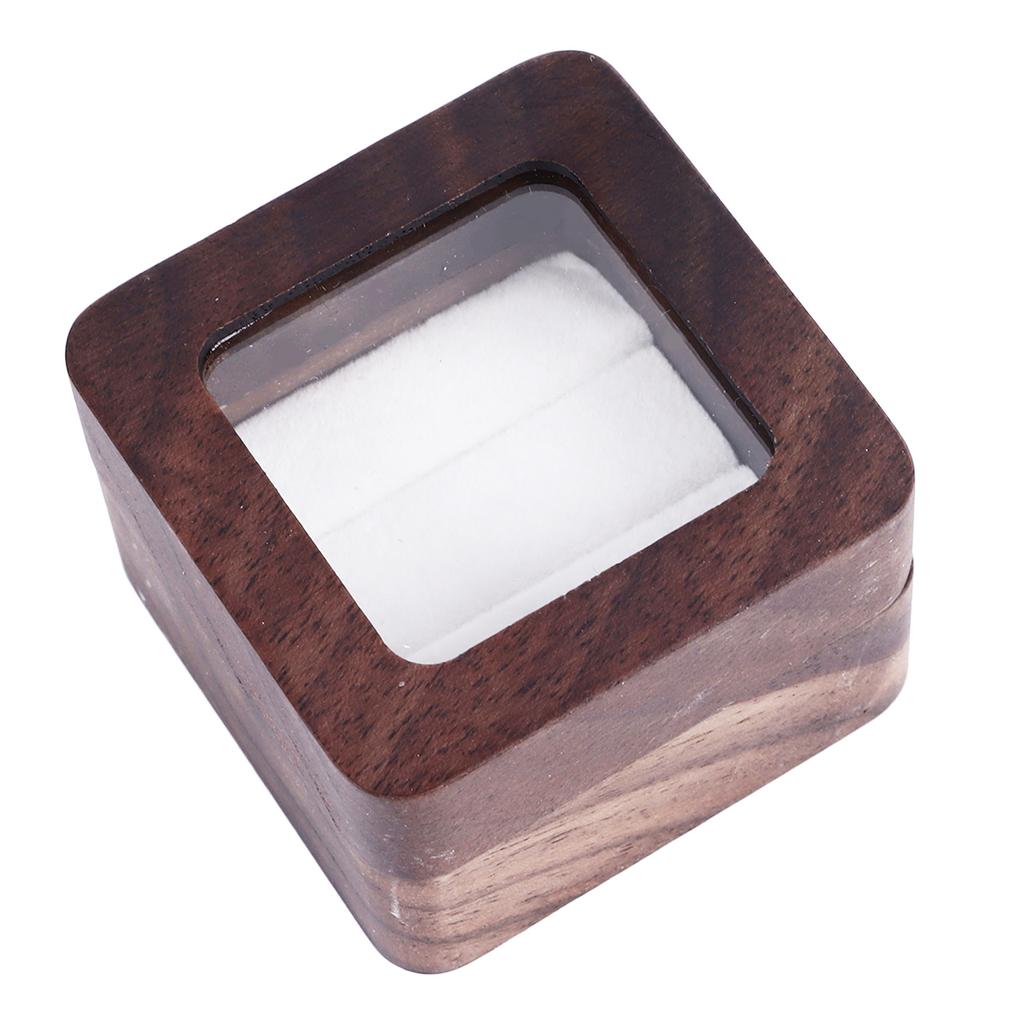 Doppel-Ringbox Etui Holzringbox mit transparentem Deckel für Hochzeitszeremonie Verlobung Heiratsantrag
