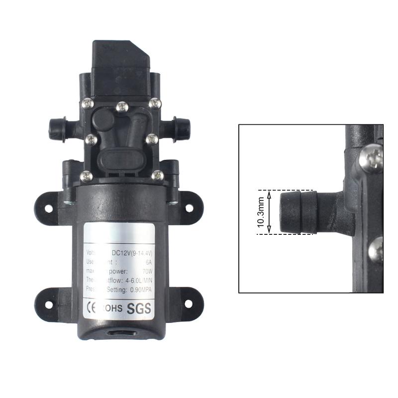 DC 12V 130PSI 6L/Min Water High Pressure Diaphragm Self Priming Pump 70W 72W with EU plug power supply 6A pipe 1/2