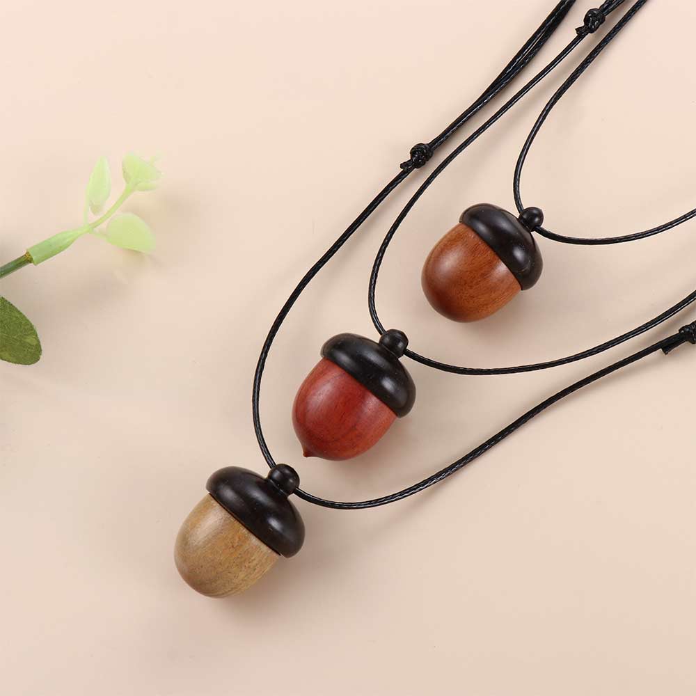 Women Necklace Ethnic Style Braided Rope Gawu Box Long Necklace Female Necklace Ebony Necklace