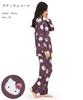 Hello Kitty Shirt Pajamas Powder Stretch Long Sleeve Long Pants Top and Bottom Set Loungewear [SAZAC] Women's (Charcoal Gray/M/SAN1906)