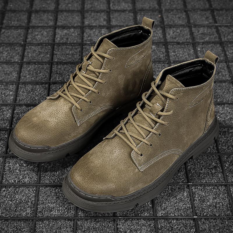 2026 Autumn Men Boots Street Trend Motorcycle Boots Winter Flat Lace-up Suede Ankle Boots Thickened Botas Hombre Piel