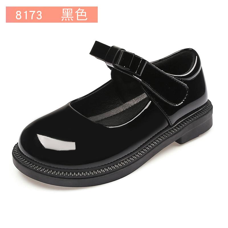Children's Leather Shoes 2025 New Bow Girl Princess Shoes Soft Sole Casual Student Black Performance Shoes