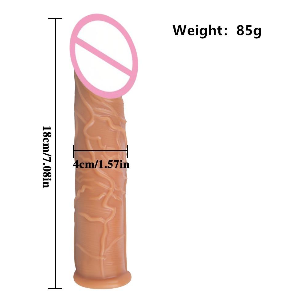 Exotic Condom Penis Ring Enlarged Lengthened Crystal Simulation Penis Set TPE Sex Toys Couple Toys Lock Essence Set