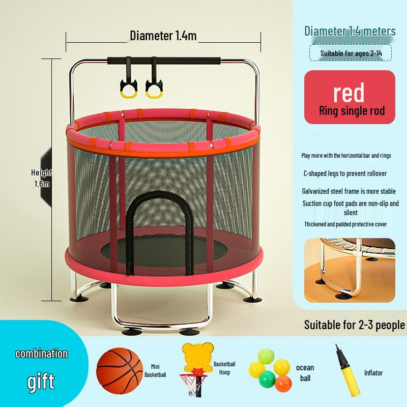 Indoor Family Trampoline with Safety Net for Kids and Adults