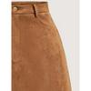 High-Waisted A-Line Tassel Hem Faux Suede Mini Skirt