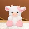 Pink Cow Plush Doll Sitting 3D Eyes Embroidery Fuzzy Soft Kids Birthday Gifts PP Cotton Cute Stuffed Dairy Cattle Animal Toy Living Room Supplies