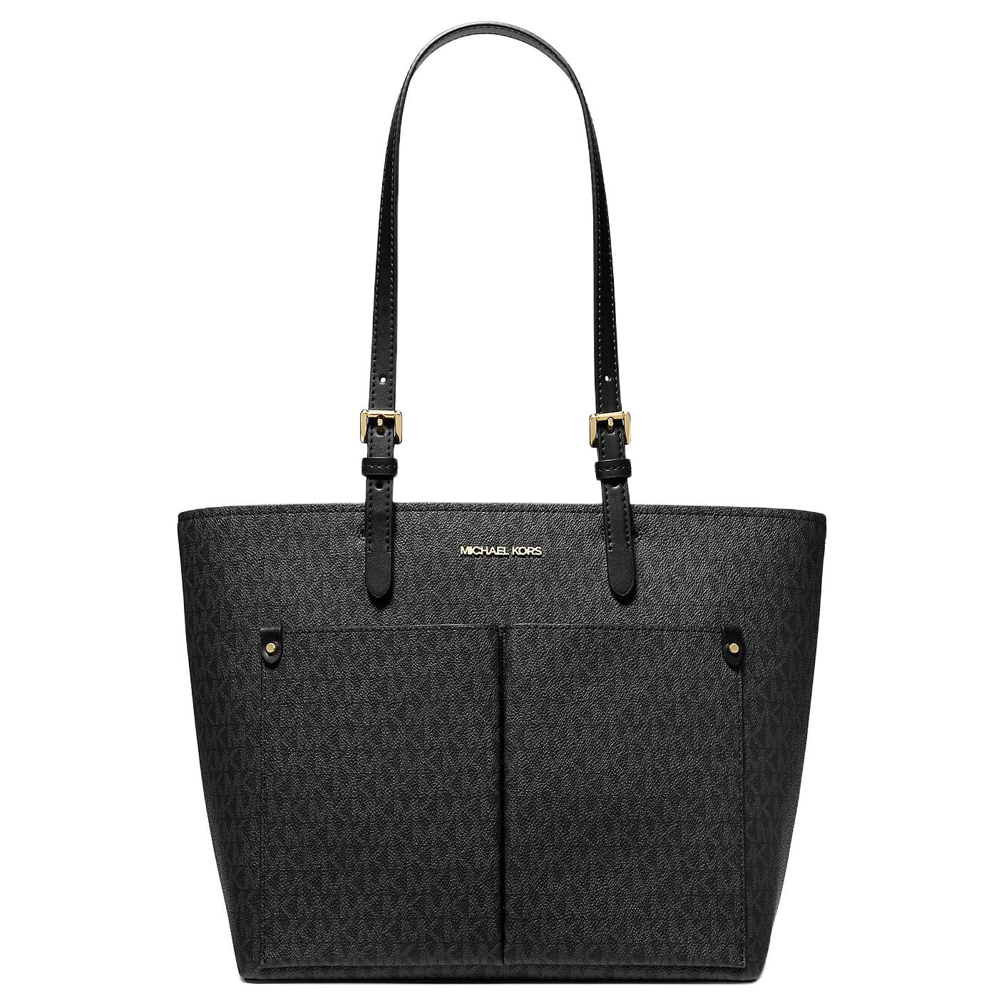 

Michael Kors MK Jet Set Logo Print Zipper Tote Bag Shopping Handbag Women Tote Black 35F3GTVT3B-BLACK Basic Set (Bag+Dust Bag)