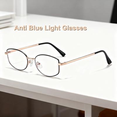 New Fashion Hd Metal Frame Artistic Women'S Flat Light Glasses Ultra Light Neutral High Quality Luxury Anti Blue Light Glasses
