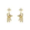 Cubic Zirconia Little Bear & Eight-pointed Star Pattern Stud Earrings for Girls, Cute Decor Birthday Party Anniversary Gift Jewelry